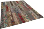 Patchwork Multi Pamuk Üzerine Yün El Dokuma Kilim-243x308 - Görsel 2