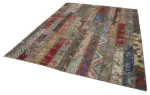 Patchwork Multi Pamuk Üzerine Yün El Dokuma Kilim-243x308 - Görsel 3