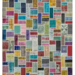 Patchwork Multi Pamuk Üzerine Yün El Dokuma Kilim-260x300
