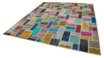 Patchwork Multi Pamuk Üzerine Yün El Dokuma Kilim-260x300 - Görsel 3