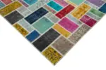 Patchwork Multi Pamuk Üzerine Yün El Dokuma Kilim-260x300 - Görsel 4