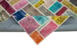 Patchwork Multi Pamuk Üzerine Yün El Dokuma Kilim-260x300 - Görsel 6