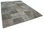 Patchwork Gri Pamuk Üzerine Yün El Dokuma Kilim-247x350 - Görsel 2