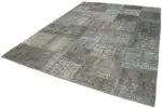 Patchwork Gri Pamuk Üzerine Yün El Dokuma Kilim-247x350 - Görsel 3