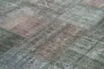 Patchwork Gri Pamuk Üzerine Yün El Dokuma Kilim-247x350 - Görsel 5
