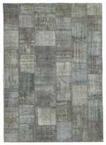 Patchwork Gri Pamuk Üzerine Yün El Dokuma Kilim-248x349