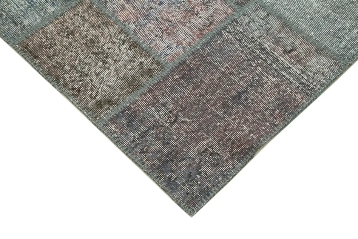 Patchwork Gri Pamuk Üzerine Yün El Dokuma Kilim-248x349 - Görsel 4