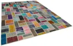 Patchwork Multi Pamuk Üzerine Yün El Dokuma Kilim-263x358 - Görsel 2