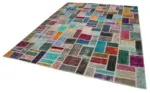Patchwork Multi Pamuk Üzerine Yün El Dokuma Kilim-263x358 - Görsel 3