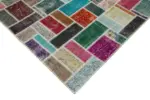 Patchwork Multi Pamuk Üzerine Yün El Dokuma Kilim-263x358 - Görsel 4