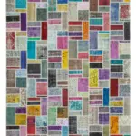 Patchwork Multi Pamuk Üzerine Yün El Dokuma Kilim-265x360