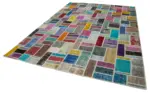 Patchwork Multi Pamuk Üzerine Yün El Dokuma Kilim-265x360 - Görsel 3