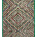 Damalı Modern Dizayn Geometrik Multi Renk Pamuk Üstü Yün El Dokuma Halı-167x295