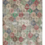 Damalı Modern Dizayn Geometrik Bej Pamuk Üstü Yün El Dokuma Halı-173x285