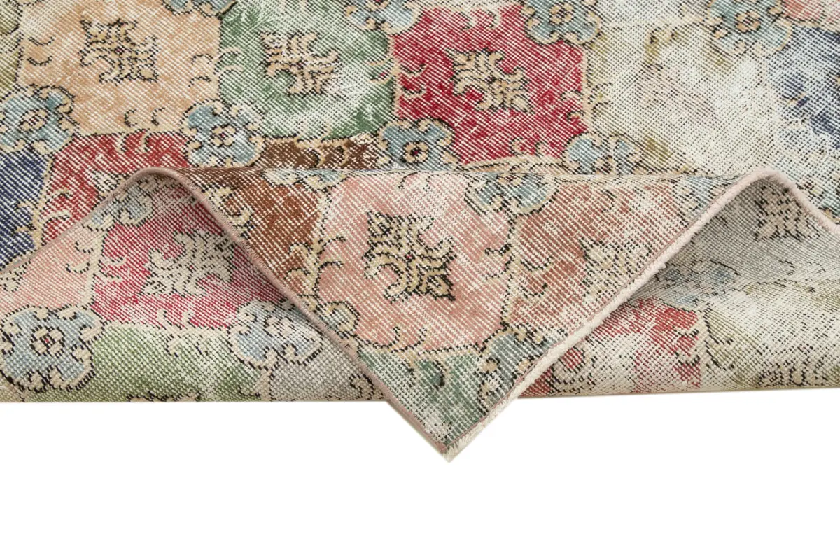 Damalı Modern Dizayn Geometrik Bej Pamuk Üstü Yün El Dokuma Halı-173x285 - Görsel 6