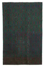 Damalı Modern Dizayn Geometrik Kahverengi Pamuk Üstü Yün El Dokuma Halı-195x314