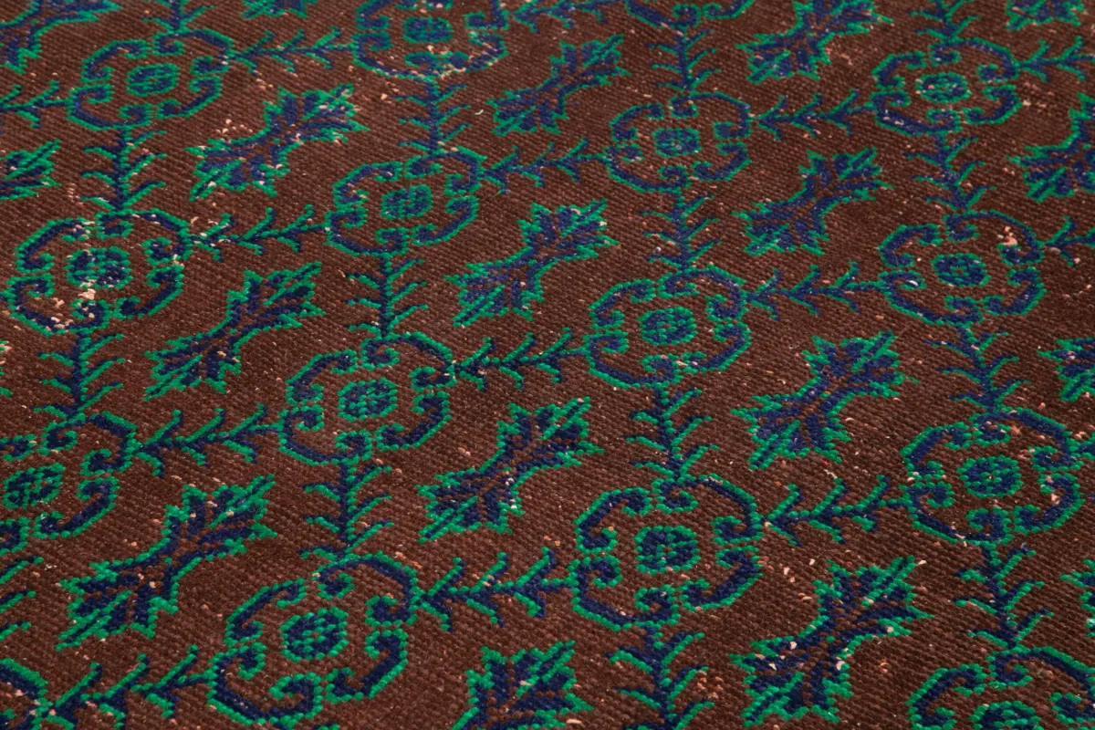 Damalı Modern Dizayn Geometrik Kahverengi Pamuk Üstü Yün El Dokuma Halı-195x314 - Görsel 5