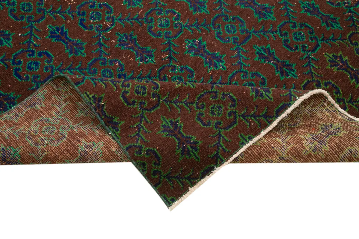 Damalı Modern Dizayn Geometrik Kahverengi Pamuk Üstü Yün El Dokuma Halı-195x314 - Görsel 6