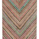 Damalı Modern Dizayn Geometrik Multi Renk Pamuk Üstü Yün El Dokuma Halı-174x263