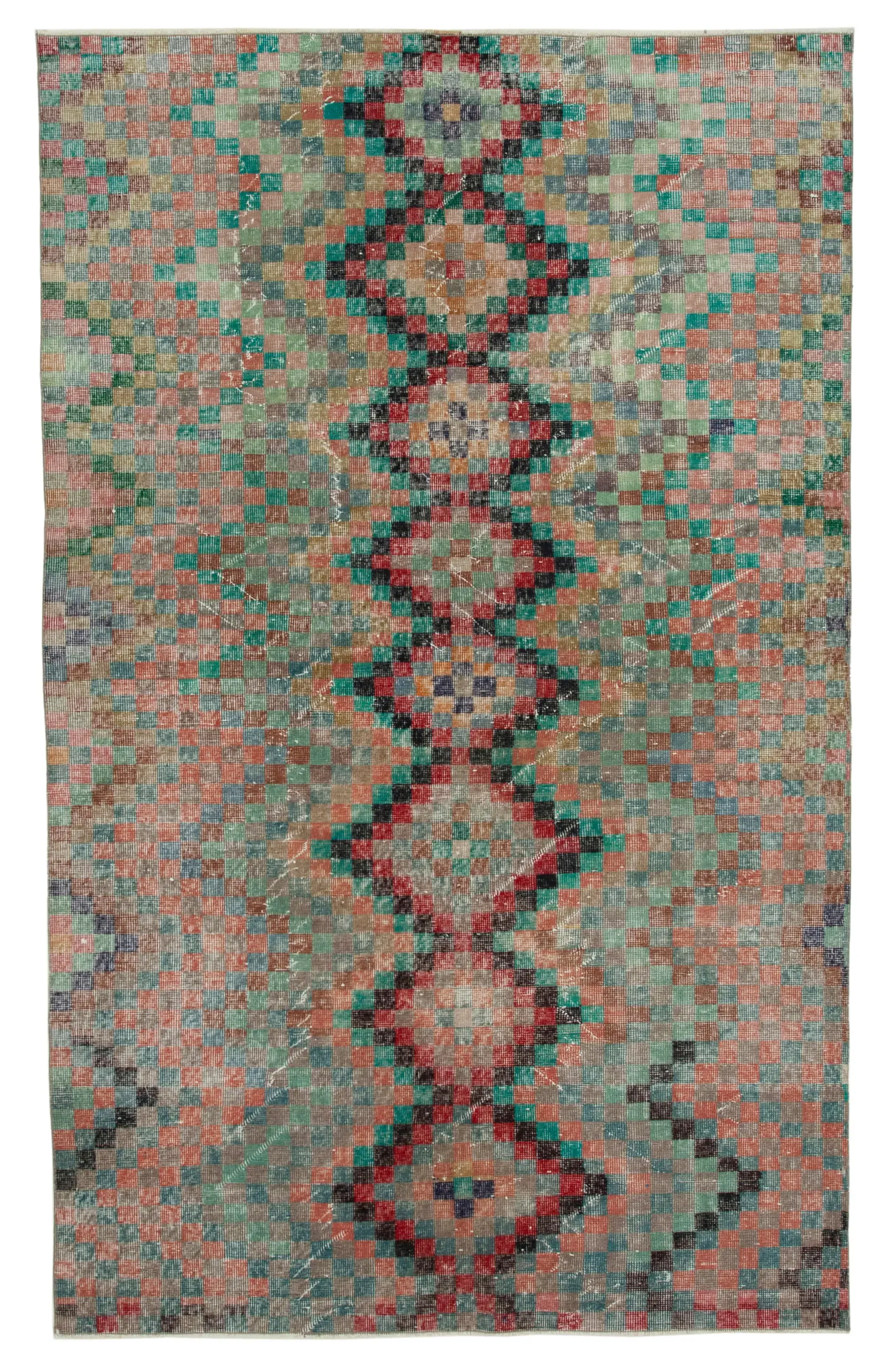 Rc_29977_0_Multicolor_Geometric_Rugs Damalı Modern Dizayn Geometrik Multi Renk Pamuk Üstü Yün El Dokuma Halı-170x272 - Görsel 1