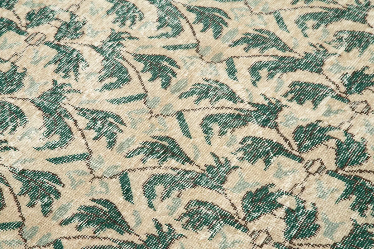 Damalı Modern Dizayn Geometrik Bej Pamuk Üstü Yün El Dokuma Halı-153x262 - Görsel 5