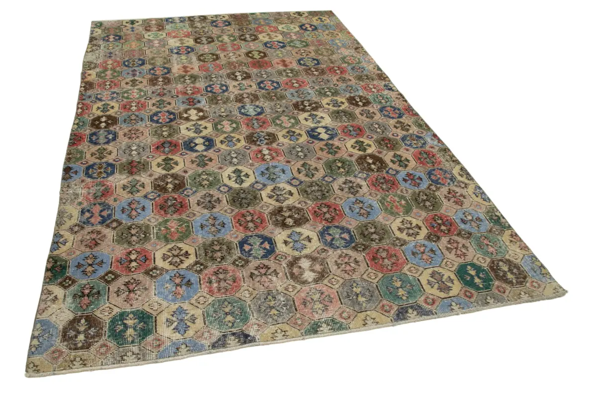 Damalı Modern Dizayn Geometrik Multi Renk Pamuk Üstü Yün El Dokuma Halı-180x287 - Görsel 2