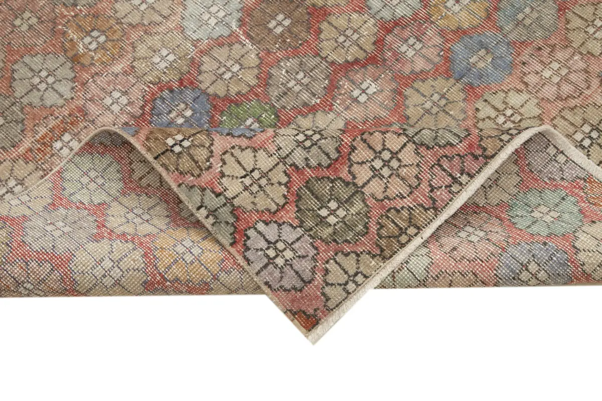 Damalı Modern Dizayn Geometrik Bej Pamuk Üstü Yün El Dokuma Halı-188x261 - Görsel 6