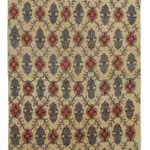 Damalı Modern Dizayn Geometrik Sarı Pamuk Üstü Yün El Dokuma Halı-148x233