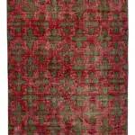 Damalı Modern Dizayn Geometrik Kırmızı Pamuk Üstü Yün El Dokuma Halı-168x296