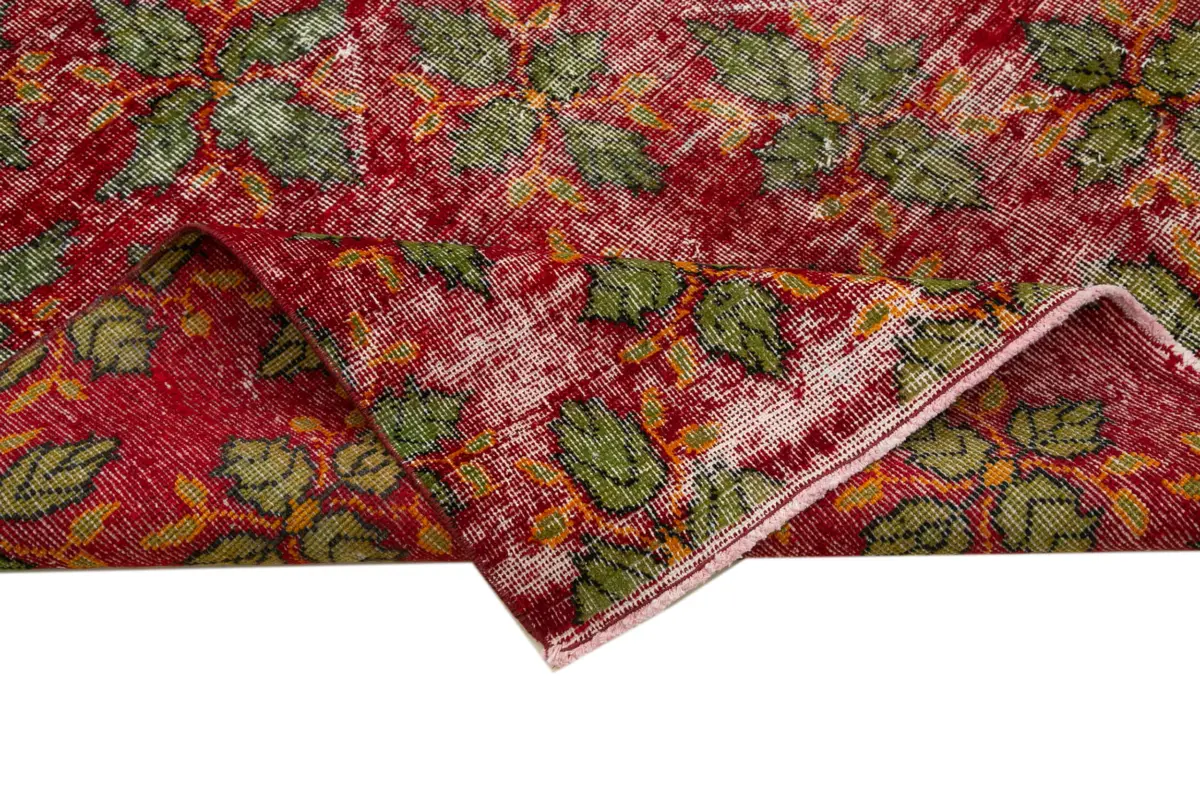 Damalı Modern Dizayn Geometrik Kırmızı Pamuk Üstü Yün El Dokuma Halı-168x296 - Görsel 6