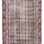 Damalı Modern Dizayn Geometrik Kırmızı Pamuk Üstü Yün El Dokuma Halı-166x275