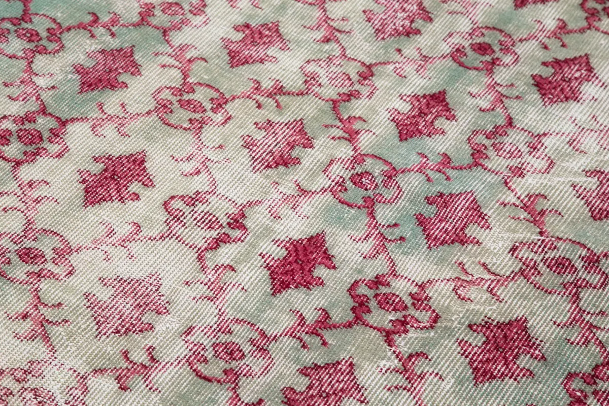 Damalı Modern Dizayn Geometrik Kırmızı Pamuk Üstü Yün El Dokuma Halı-166x275 - Görsel 5