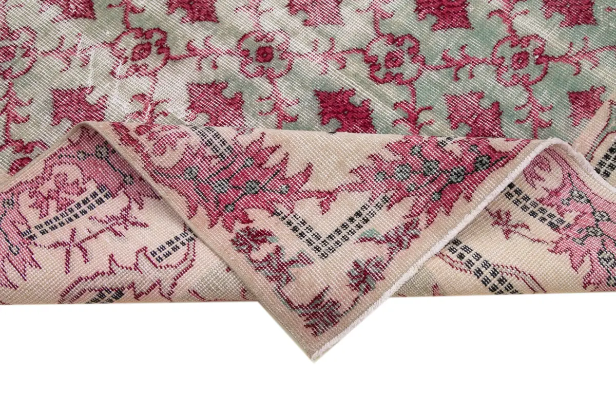 Damalı Modern Dizayn Geometrik Kırmızı Pamuk Üstü Yün El Dokuma Halı-166x275 - Görsel 6