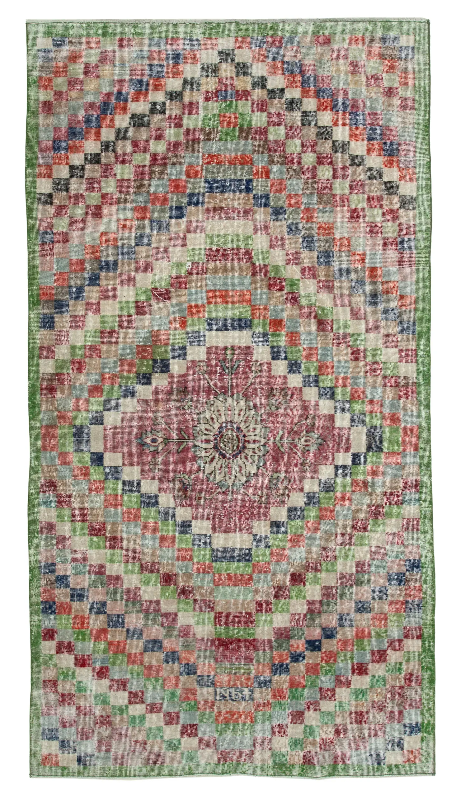 Rc_30013_0_Multicolor_Geometric_Rugs Damalı Modern Dizayn Geometrik Multi Renk Pamuk Üstü Yün El Dokuma Halı-143x278 - Görsel 1