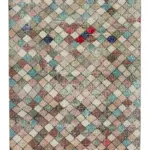 Damalı Modern Dizayn Geometrik Multi Renk Pamuk Üstü Yün El Dokuma Halı-155x270