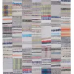 Chaput Patchwork Multi Renk Pamuk Üzerine Yün El Dokuma Kilim-200x250