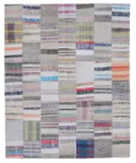 Chaput Patchwork Multi Renk Pamuk Üzerine Yün El Dokuma Kilim-200x250