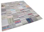 Chaput Patchwork Multi Renk Pamuk Üzerine Yün El Dokuma Kilim-200x250 - Görsel 2