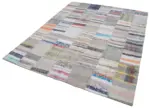 Chaput Patchwork Multi Renk Pamuk Üzerine Yün El Dokuma Kilim-200x250 - Görsel 3