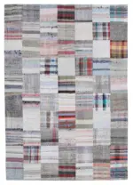 Chaput Patchwork Multi Renk Pamuk Üzerine Yün El Dokuma Kilim-211x304