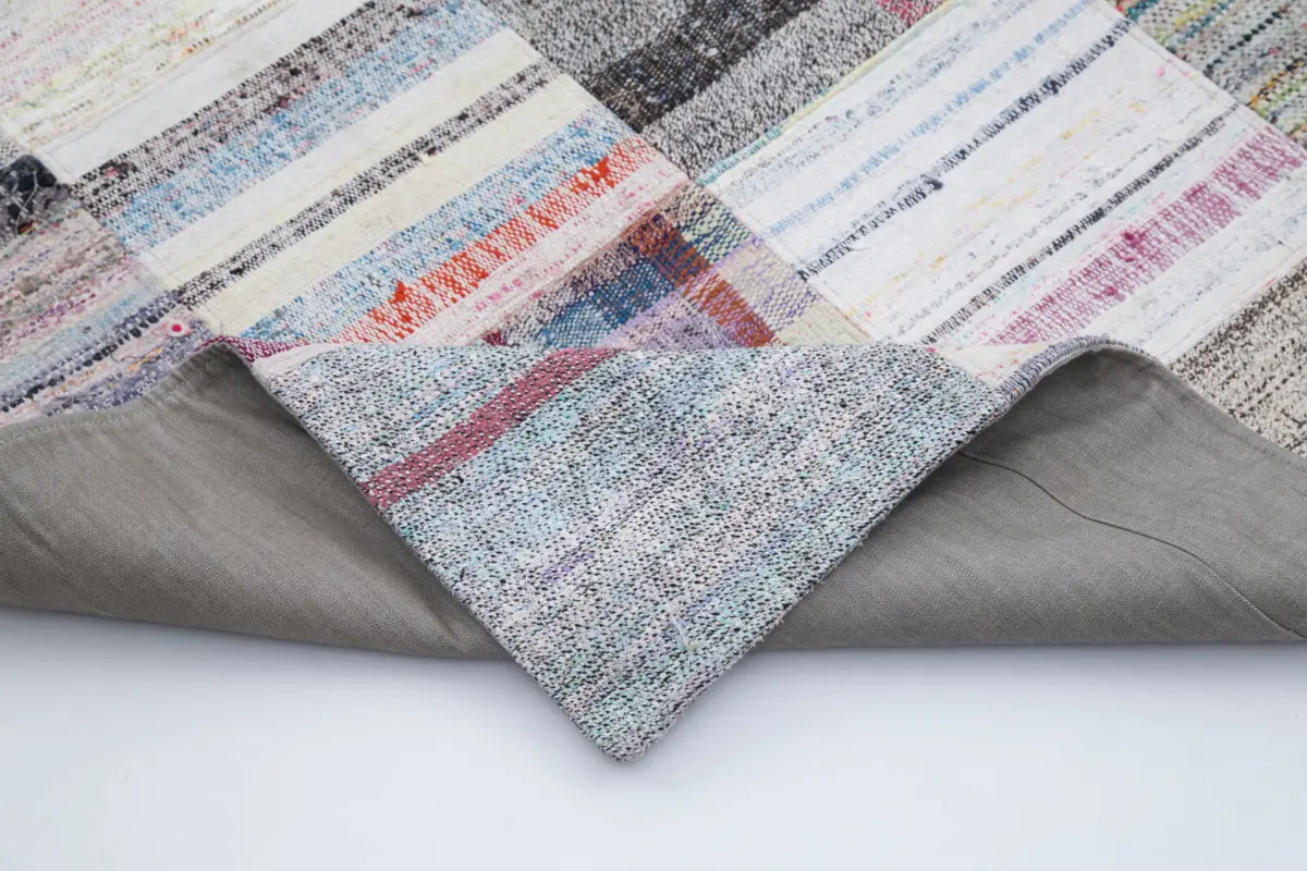 Chaput Patchwork Multi Renk Pamuk Üzerine Yün El Dokuma Kilim-211x304 - Görsel 5