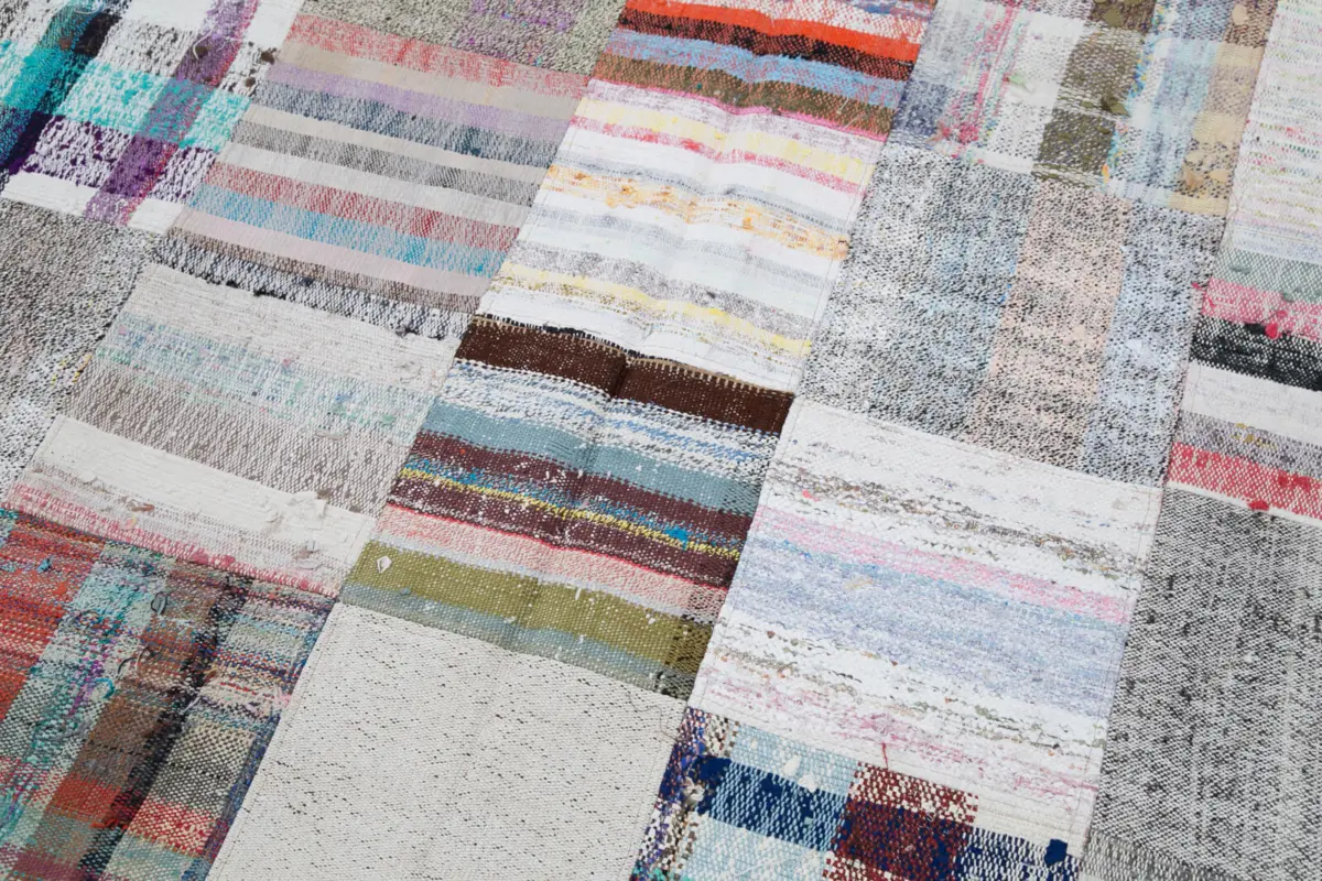 Chaput Patchwork Multi Renk Pamuk Üzerine Yün El Dokuma Kilim-211x304 - Görsel 6