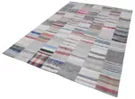 Chaput Patchwork Multi Renk Pamuk Üzerine Yün El Dokuma Kilim-203x300 - Görsel 3