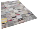 Chaput Patchwork Multi Renk Pamuk Üzerine Yün El Dokuma Kilim-202x299 - Görsel 2