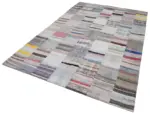 Chaput Patchwork Multi Renk Pamuk Üzerine Yün El Dokuma Kilim-202x299 - Görsel 3