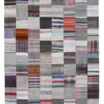 Chaput Patchwork Multi Renk Pamuk Üzerine Yün El Dokuma Kilim-201x298