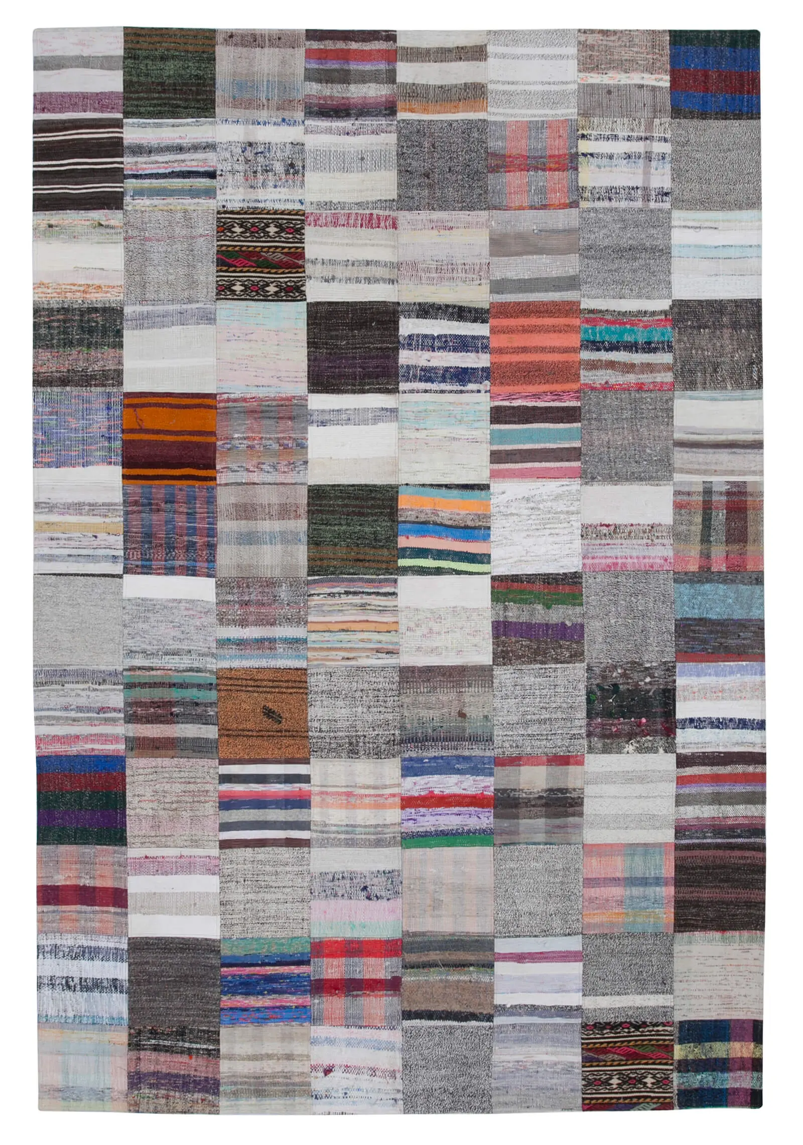 Rc_30228_1_Multicolor_Oriental_Kilim_Patchwork_Rugs Chaput Patchwork Multi Renk Pamuk Üzerine Yün El Dokuma Kilim-201x298 - Görsel 1