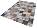 Chaput Patchwork Multi Renk Pamuk Üzerine Yün El Dokuma Kilim-201x298 - Görsel 3