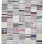 Chaput Patchwork Multi Renk Pamuk Üzerine Yün El Dokuma Kilim-201x300