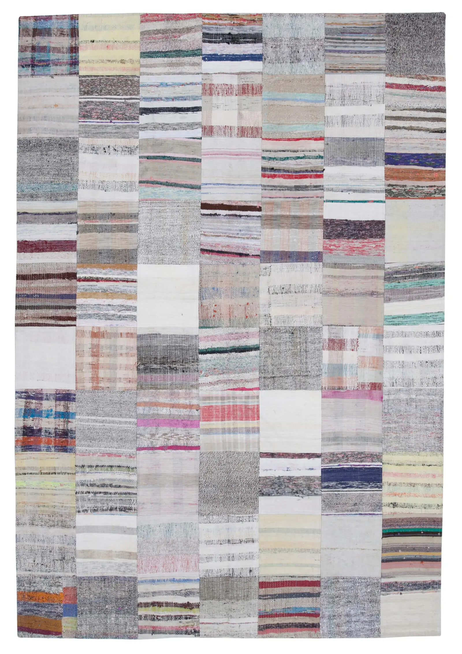 Rc_30229_1_Multicolor_Oriental_Kilim_Patchwork_Rugs Chaput Patchwork Multi Renk Pamuk Üzerine Yün El Dokuma Kilim-201x300 - Görsel 1